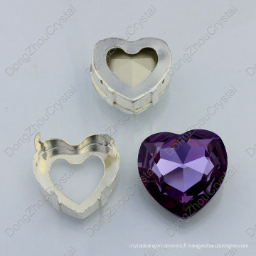 Coeur strass coudre sur des pierres de verre cristal avec taillage de strass cristal griffe